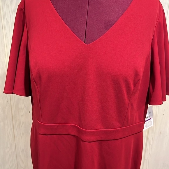 Kasper Crimson Red Flutter Sleeve Sheath Dress NWT - Picture 2 of 14